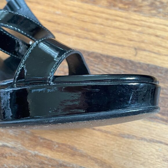 Ralph Lauren Purple Label Black Patent Leather Platform Sandals, US 10 - Picture 2 of 16